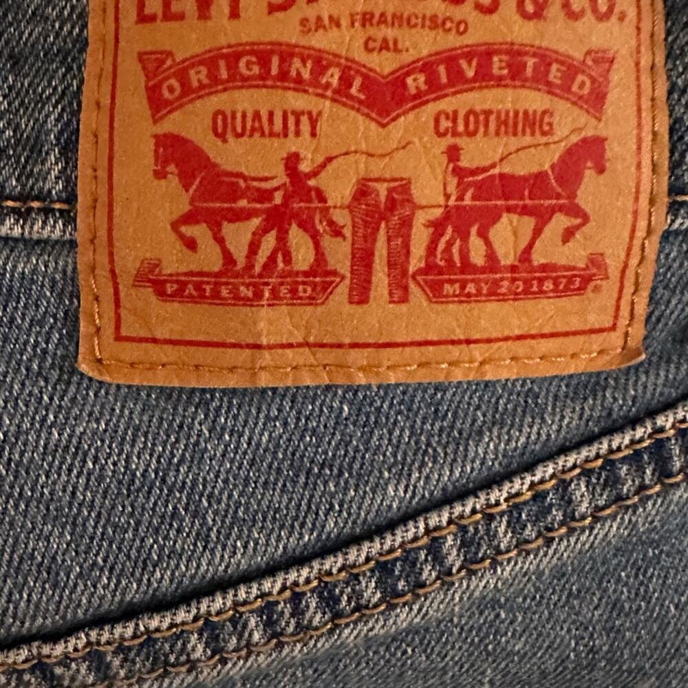 LEVI’S Ribcage Straight Button Fly Blue Light Wash Blank R High Rise Jeans 24 - Picture 8 of 11